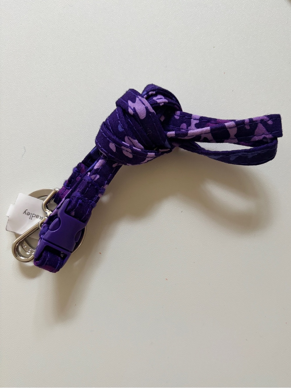 Vera Bradley Purple Patterned Fabric Lanyard with Metal Clip